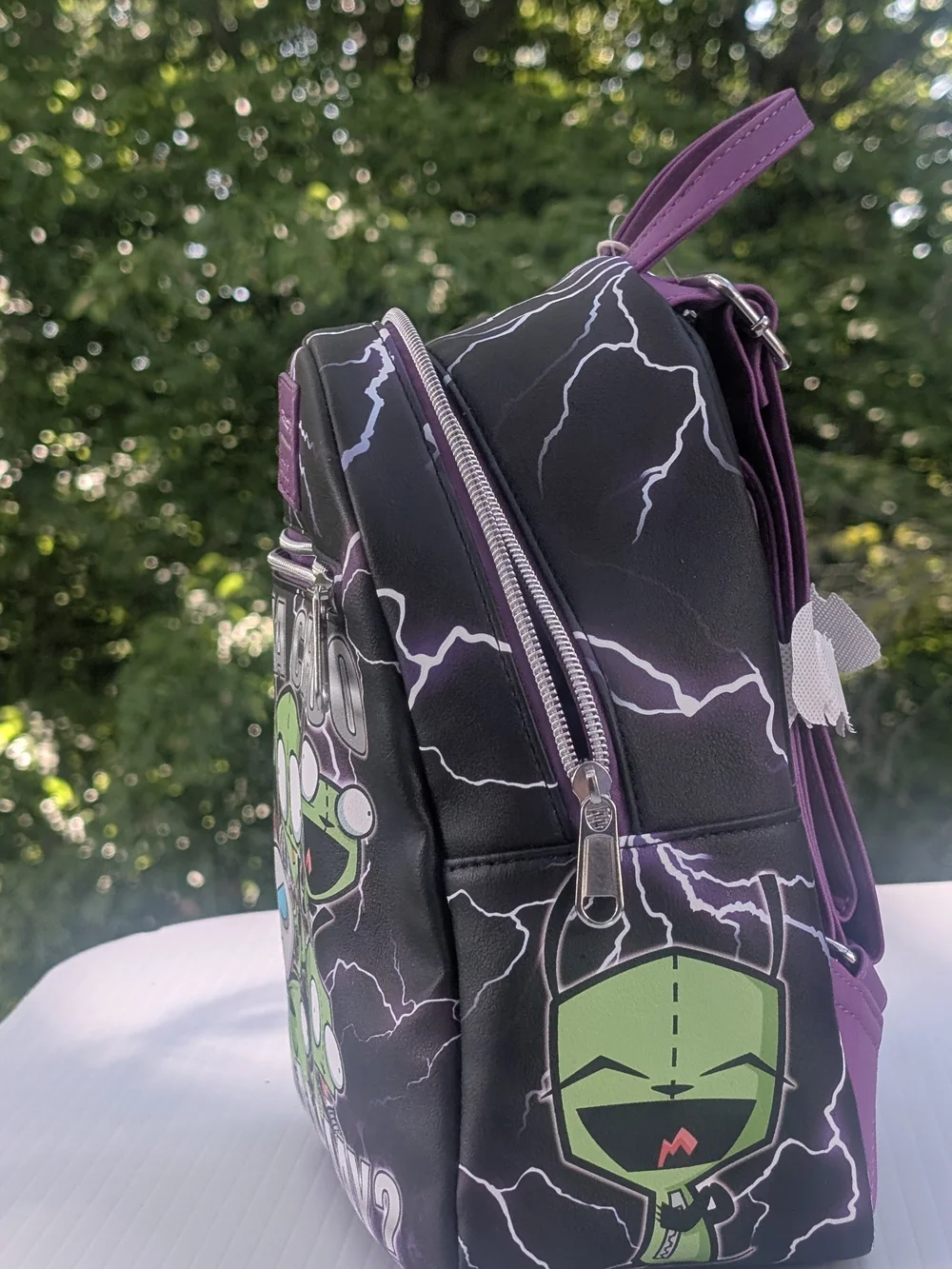 Loungefly Invader Zim Green Character Lightning Mini Backpack - Black & Purple